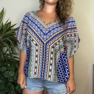 Multi-colored Tribal Print Tunic Blouse